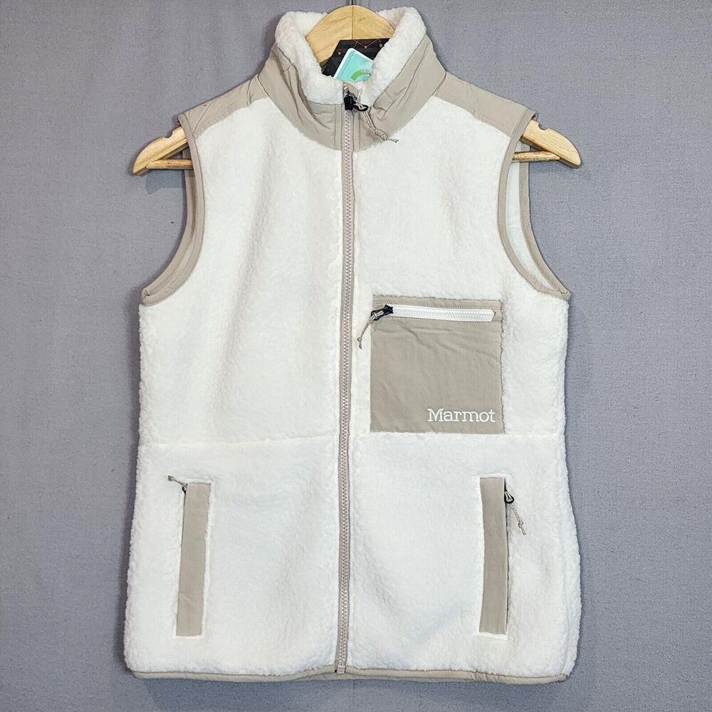 MARMOT Wiley Polartec® Sherpa Fleece Vest Women's Beige Tan Cream Zip Sz XS NWT